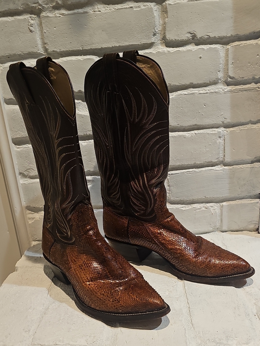 Vintage Teju Lizard Skin Nocona Cowboy Boots Mens Size 9